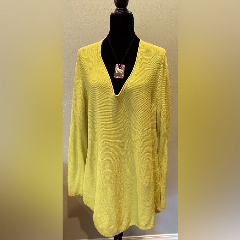 Sweater by Eileen Fisher size XL, color chartreuse, long sleeved, tunic.